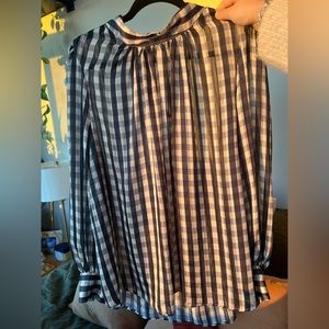 Plaid satin work shirt